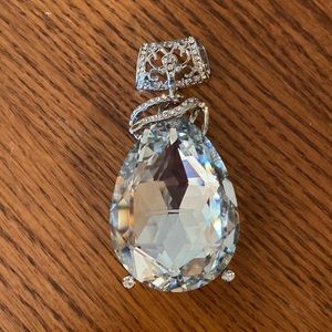 Large Clear Stone Pendant 3 1/2” x 2”